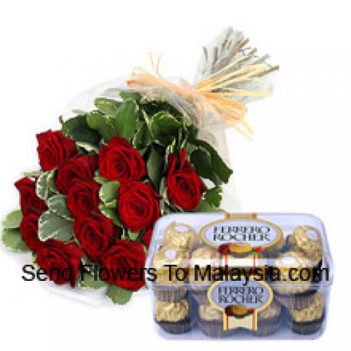 16 Pcs Ferrero Rochers avec de belles 12 roses rouges