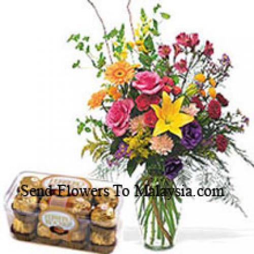 Roses, Gerberas et Lys avec Ferrero Rochers